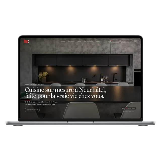 Nouveau site BP Cuisines présenté sur un ordinateur