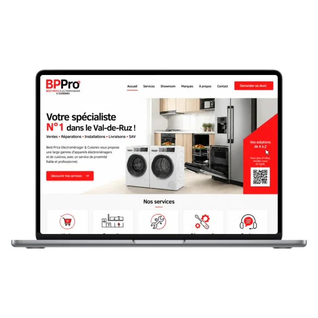 Ancien site BP Cuisines présenté sur un ordinateur