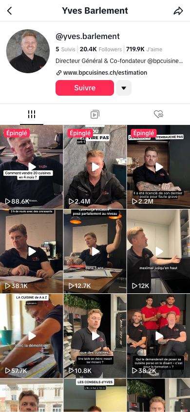 Compte TikTok d’Yves Barlement au 30 octobre 2026 : 20,4 k abonnés, nombre arrondi affiché par TikTok