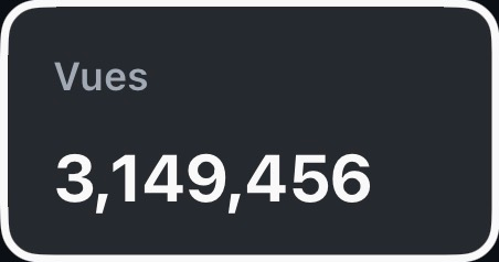 Instagram : 3 149 456 vues sur 30 jours, au 29 septembre 2026