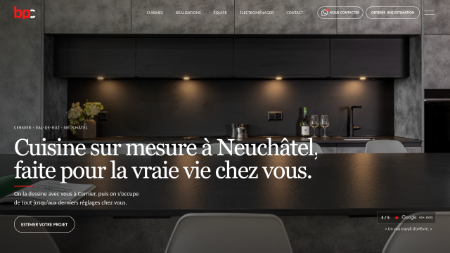Accueil BP Cuisines : cuisine sur mesure à Neuchâtel, avec un accès à l’estimation du projet
